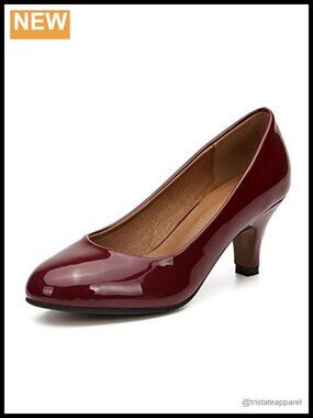 Kitten Heel Round Toe Pumps with Ankle Strap for Office and Wedding